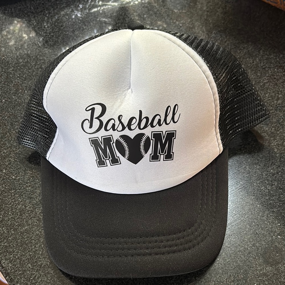 Baseball Mom Black and White Cap